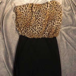Strapless leopard print party dress size S